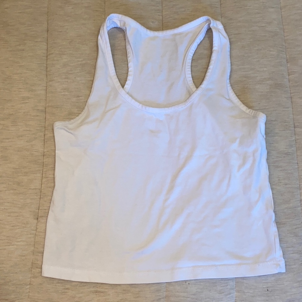 White Crop Workout Tank